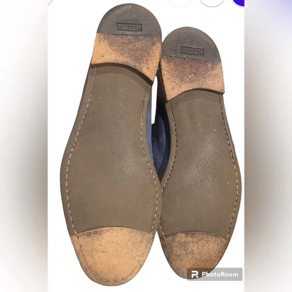 🌟SOLD💕Bally Mens Blue Leather Suede Herringbone Pattern Slip on LoafersSize 11 - Picture 5 of 7
